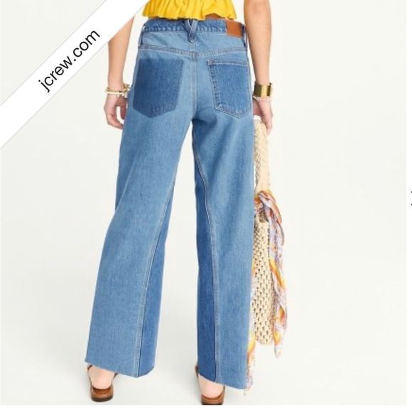 J Crew slim wide-leg jean in Medium Indigo Patchwork wash- 32 - Picture 1 of 5